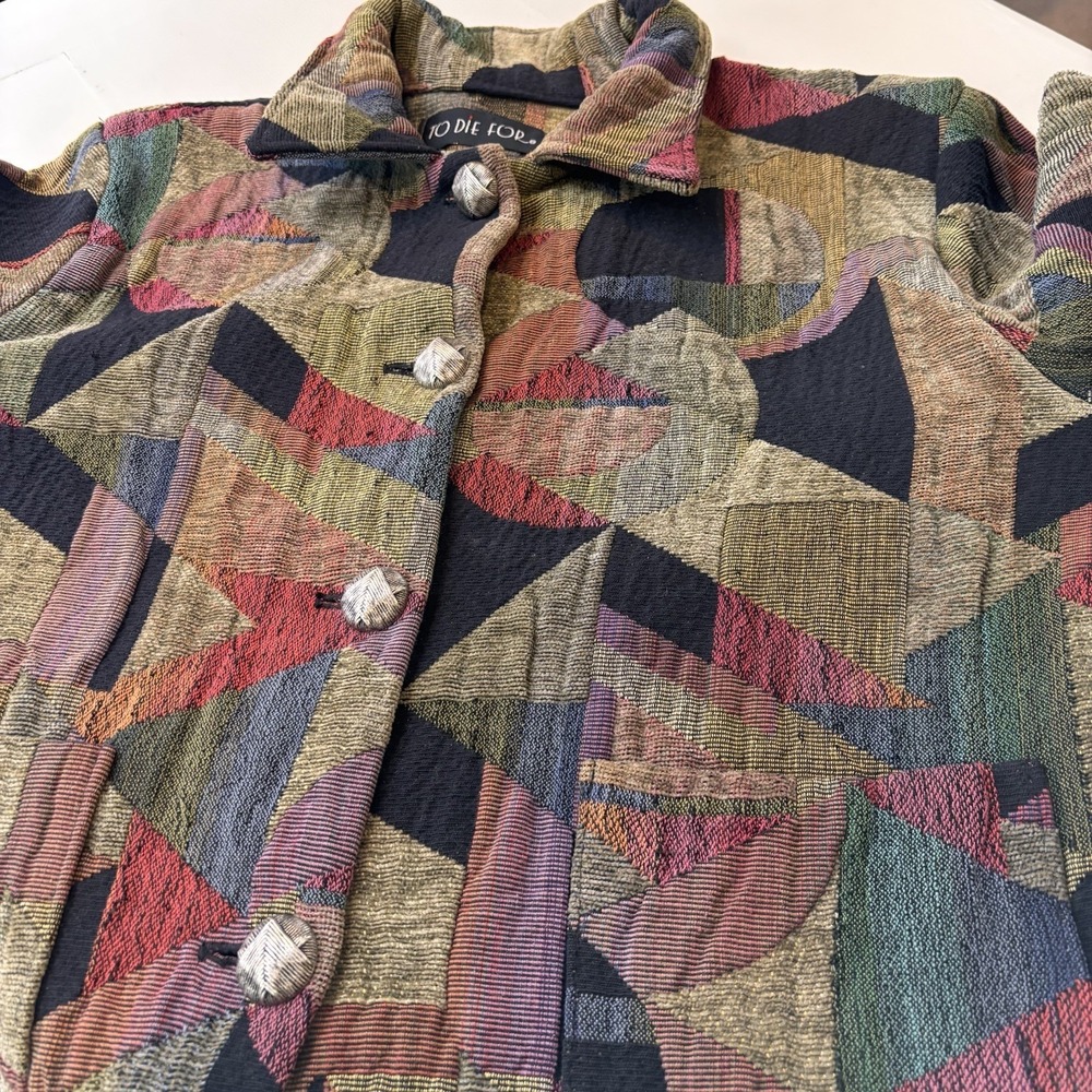 90s Tapestry Jacket Cropped Boxy Artwear Dark Academia Whimsigoth Carpet Blazer